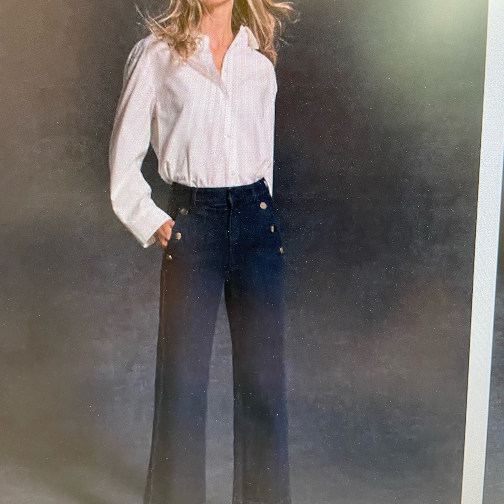 Mint Velvet Stylish Dark Blue Flare Jeans